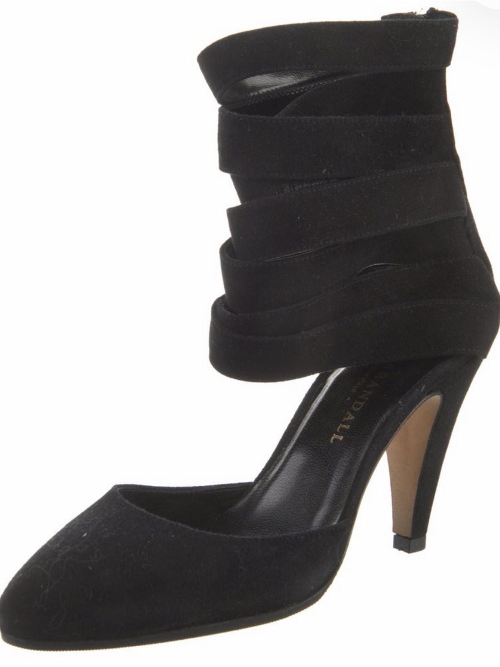 Vintage Loeffler Randall Black Suede caged Stiletto bootie